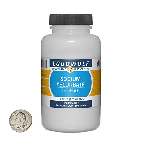 Botella de ascorbato de sodio 8 onzas polvo fino vitamina c