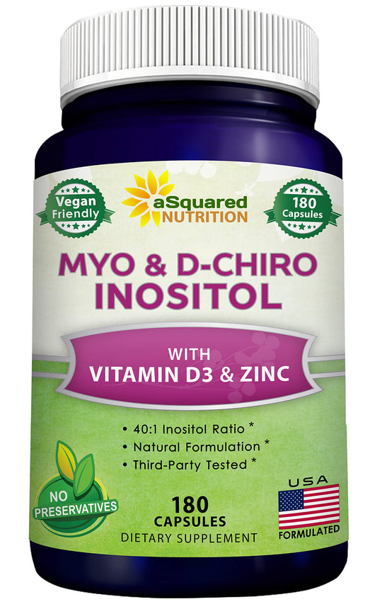 Botella aSquared Nutrition Myo y D-Chiro Inositol 180 cápsulas