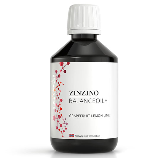 Botella de BalanceOil+ con mezcla de omega-3 y aceite de oliva.