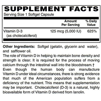 Botella BariatricPal vitamina d3 250 cápsulas blandas vegetarianas