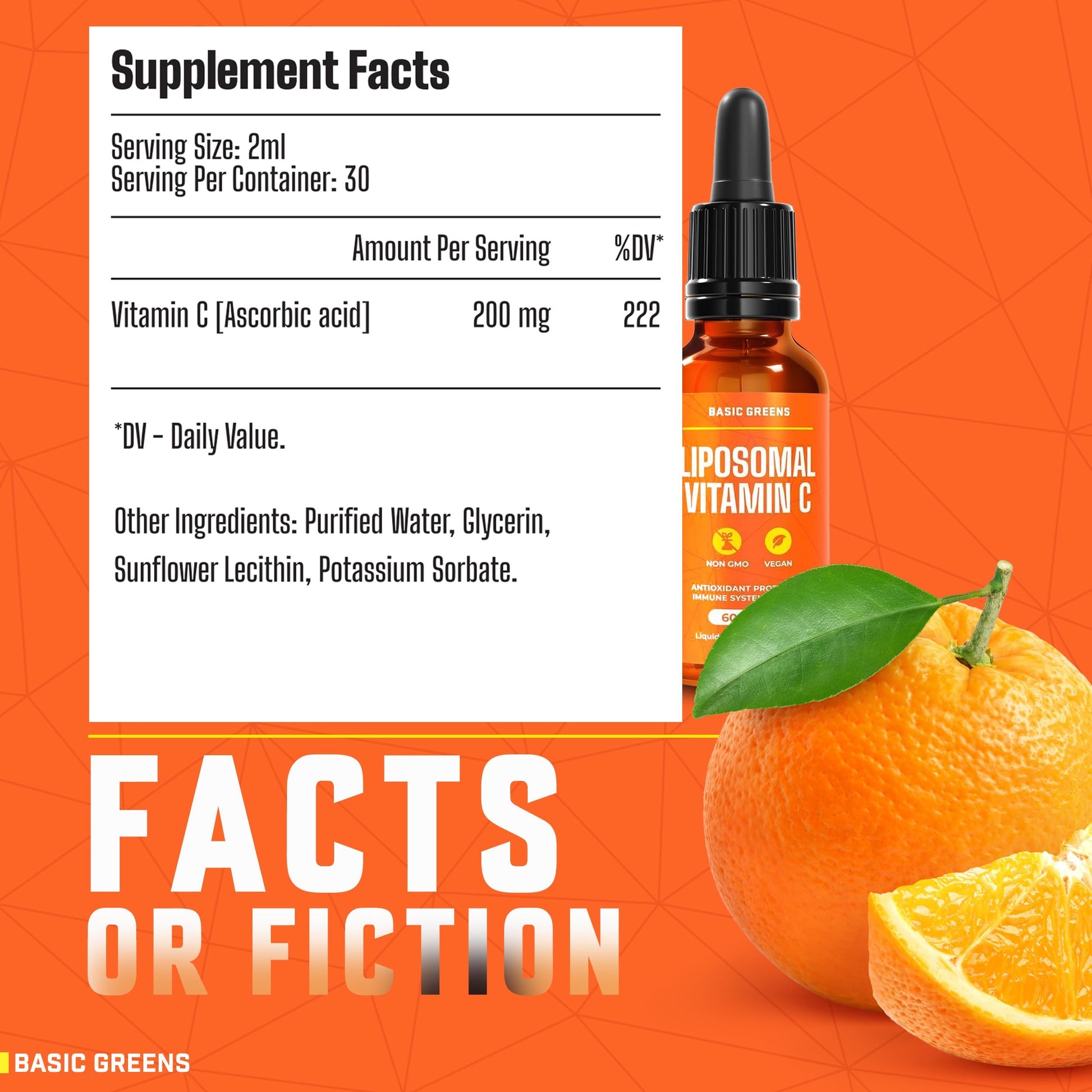 Botella BASIC GREENS Vitamina C líquida liposomal