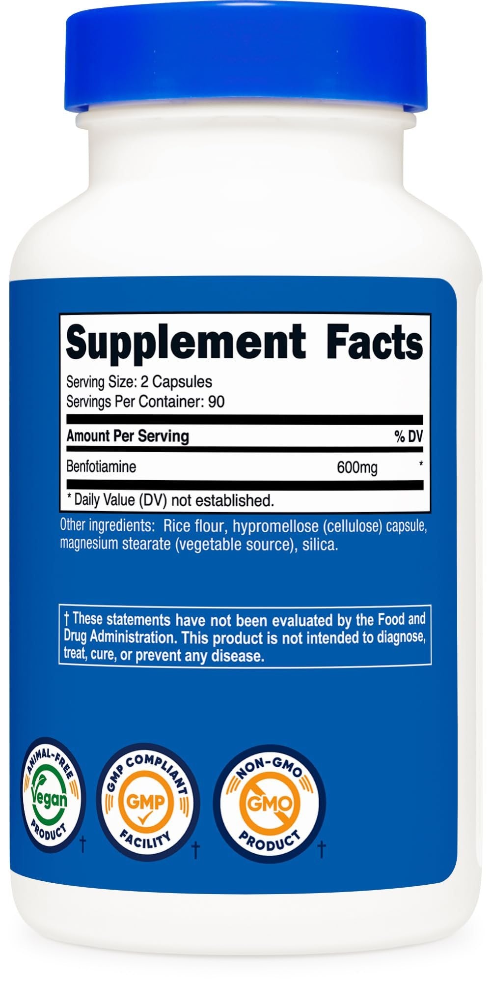 Botella benfotiamina 600mg de Nutricost
