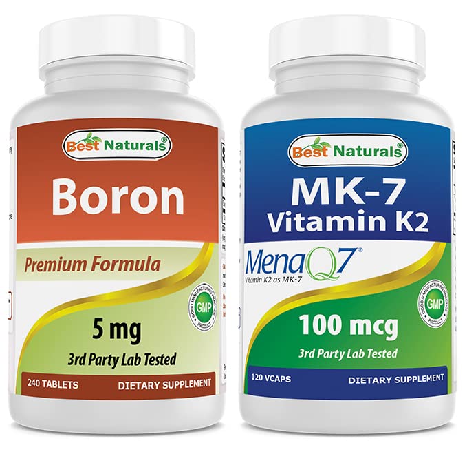 Botella Best Naturals Boro y Vitamina K2 MK-7 suplemento natural