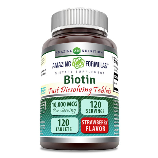 Botella biotina Amazing Formulas sabor fresa 120 tabletas
