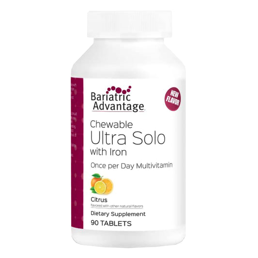 Botella blanca de multivitamínico masticable Bariatric Advantage