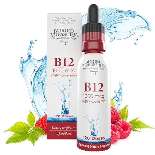Botella Buried Treasure gotas vitamina b12 sabor frambuesa
