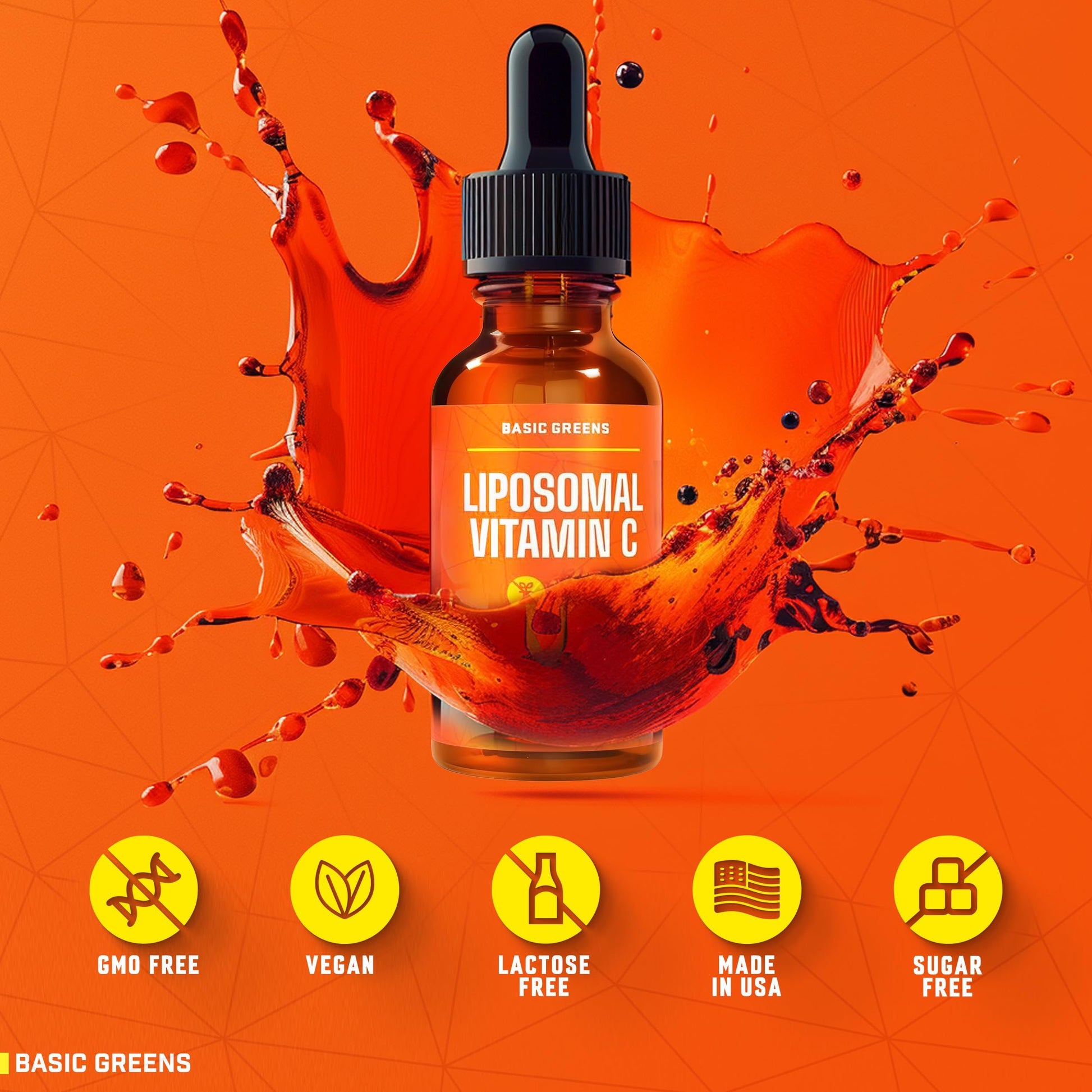 Botella y caja BASIC GREENS Vitamina C liposomal