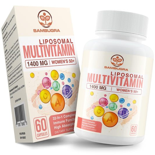 Botella y caja del multivitamínico liposomal Sambugra