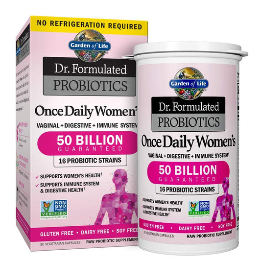 Botella y caja de probióticos para mujeres Garden of Life