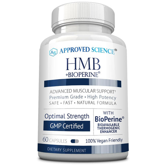 Botella de cápsulas Approved Science HMB para soporte muscular
