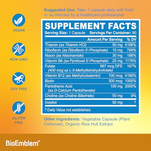 Botella de cápsulas blandas BioEmblem vitamina B y CoQ10
