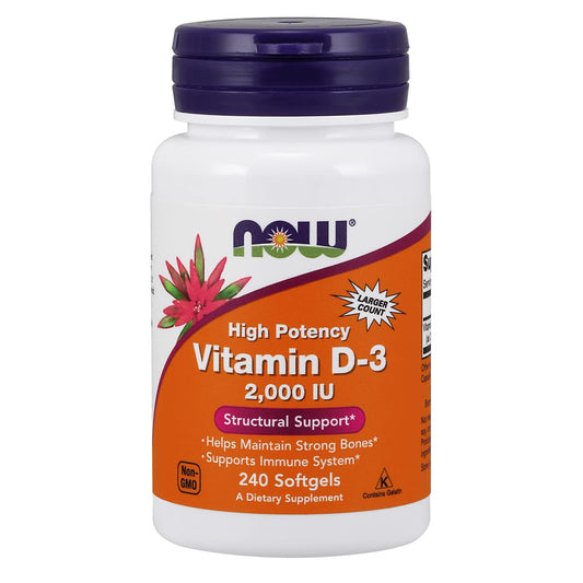 Botella cápsulas blandas vitamina d3 2000 ui NOW Foods