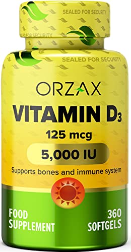 Botella cápsulas blandas vitamina d3 5000 ui Orzax
