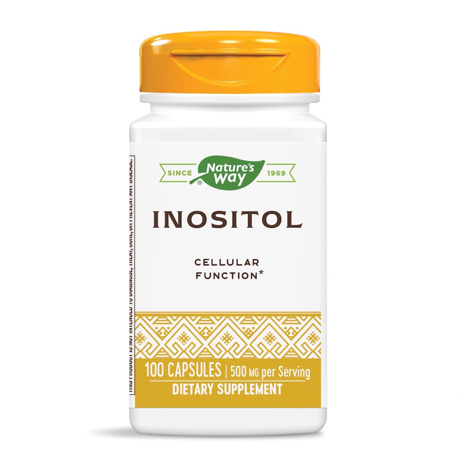 Botella de cápsulas de inositol Nature's Way 500 mg 100 cápsulas