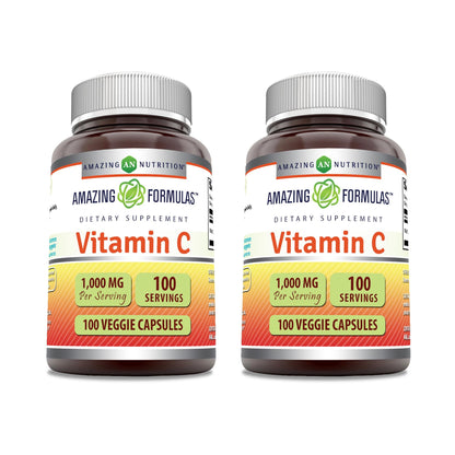 Botella de cápsulas vegetales vitamina C 1000mg Amazing Formulas
