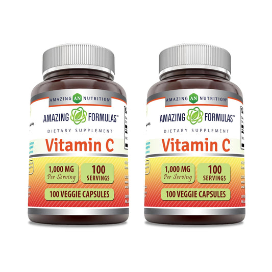 Botella de cápsulas vegetales vitamina C 1000mg Amazing Formulas