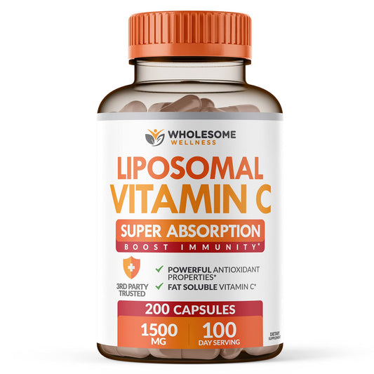 Botella cápsulas vitamina C liposomal Wholesome Wellness 200 píldoras