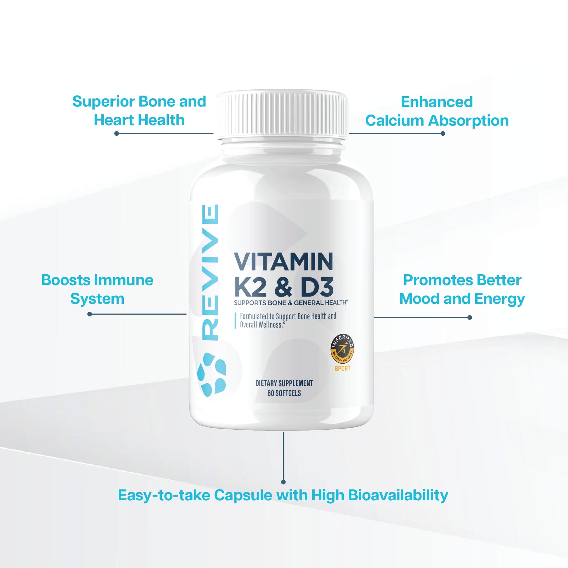 Botella cápsulas vitamina d3 revive md