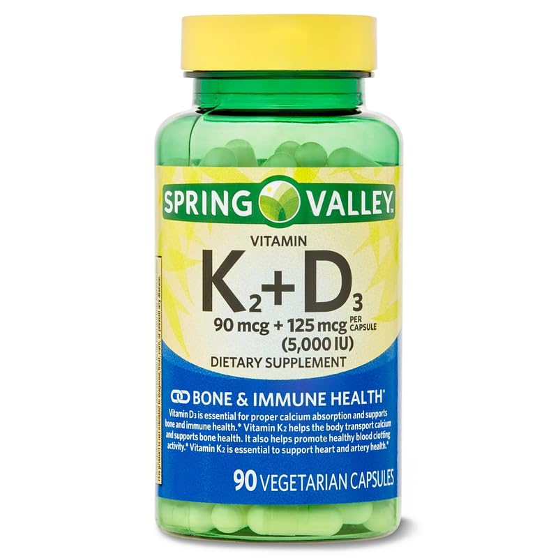 Botella de cápsulas vegetarianas con Vitaminas K2 y D3 de 4 TOP CARE