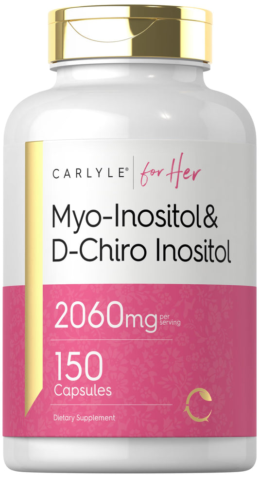 Botella Carlyle Myo-Inositol y D-Chiro Inositol suplemento cápsulas