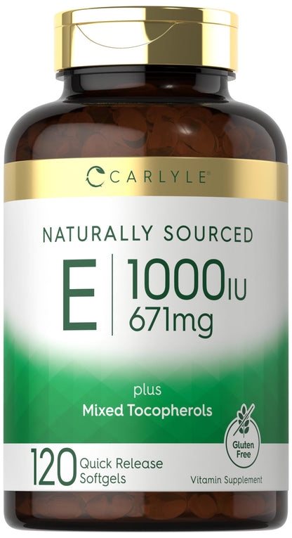 botella de carlyle vitamina e 1000 iu 120 cápsulas blandas