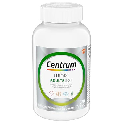 Botella de Centrum Minis Silver para adultos mayores.