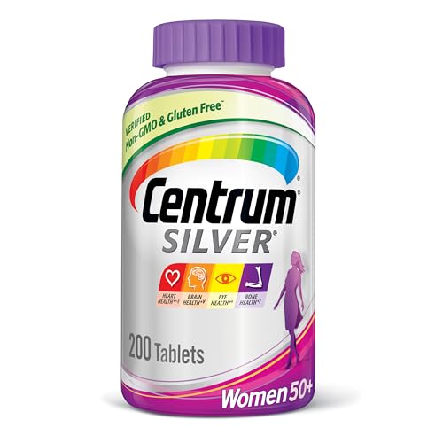 Botella de Centrum Silver Women multivitamínico para mujeres 50+ con 200 comprimidos.