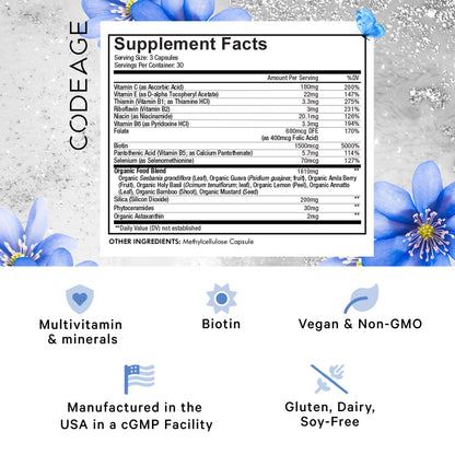Botella Codeage tónico belleza con biotina y vitaminas orgánicas