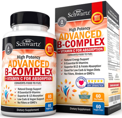 Botella complejo vitamina B y C BioSchwartz 60 cápsulas no GMO