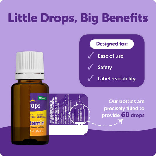 Botella Ddrops vitaminas líquidas A y D para apoyo inmunológico