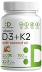 Botella DEAL SUPPLEMENT Vitamina D3 5000 UI con K2 250 cápsulas