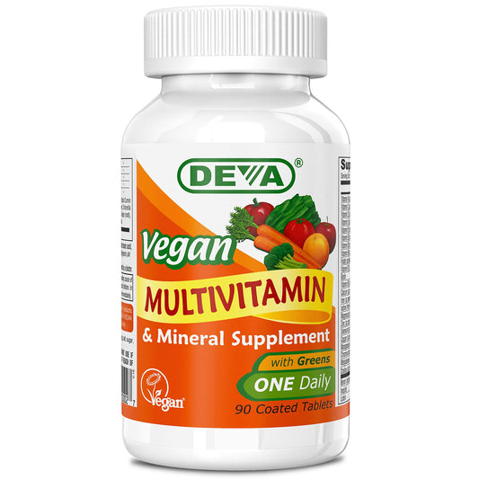 Botella Deva multivitamínico vegano con 90 tabletas