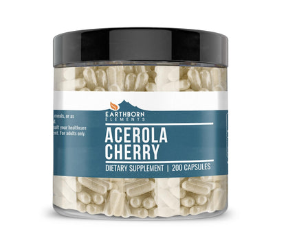 Botella Earthborn Elements cápsulas vitamina c acerola cherry