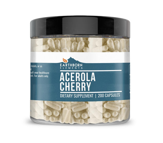 Botella Earthborn Elements cápsulas vitamina c acerola cherry