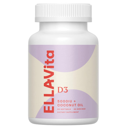 Botella ELLA Vita Vitamina D3 5000 UI aceite de coco 60 cápsulas