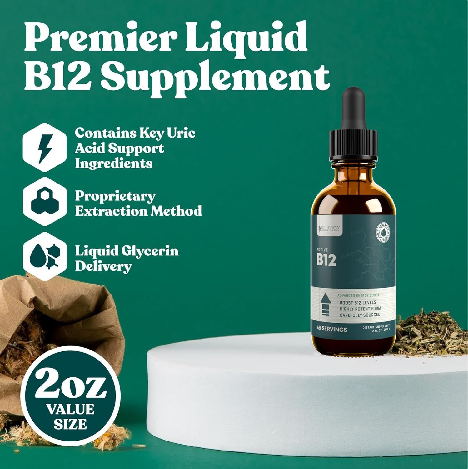 Botella Essential B-12 líquido con gotero fácil de usar