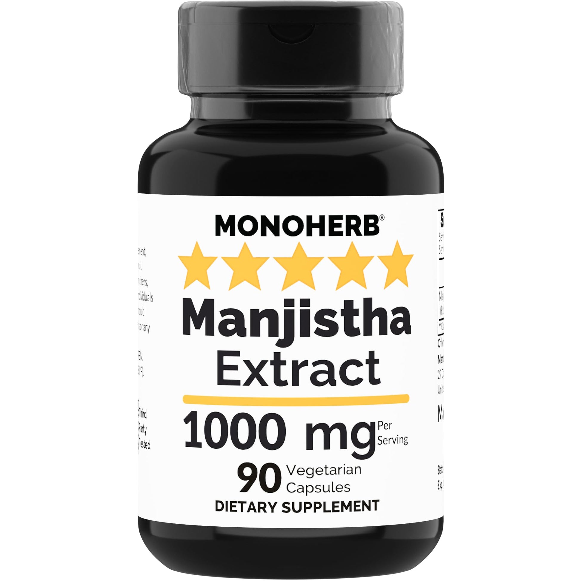 Botella de extracto de Manjistha 1000 mg 90 cápsulas
