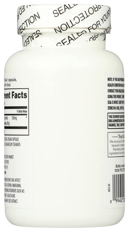 Botella de extracto de semilla de uva con precinto de seguridad.