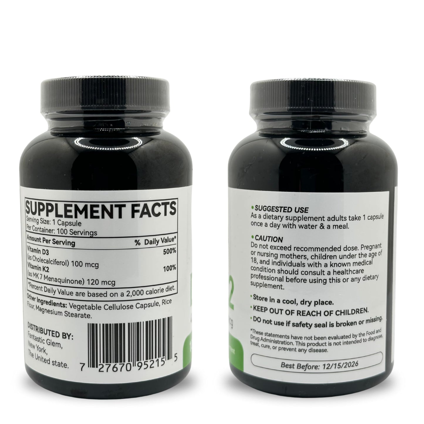 Botella Fantastic Glem vitamina D3 K2 suplemento diario