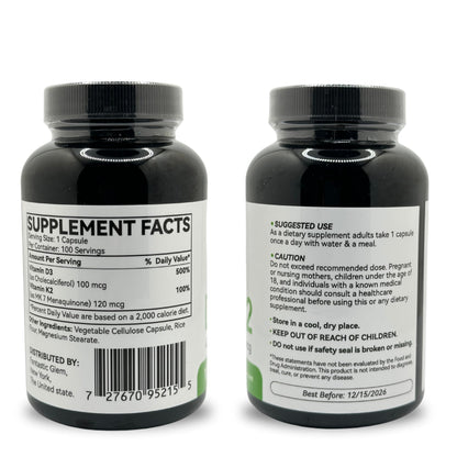 Botella Fantastic Glem vitamina D3 K2 suplemento diario