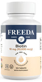 Botella de FREEDA Biotina 10000mcg tabletas para cabello