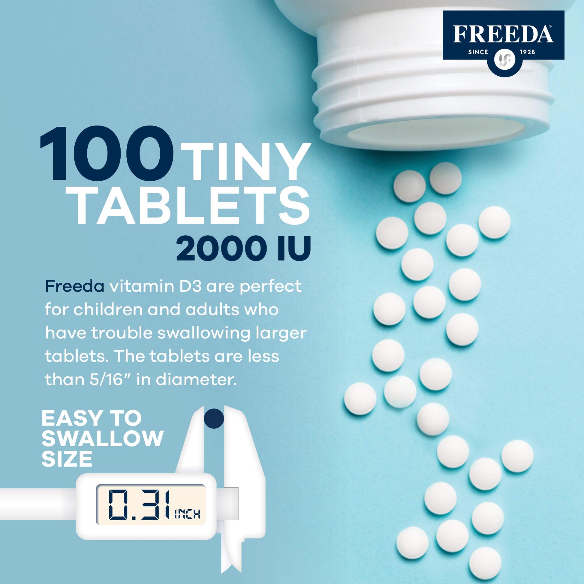 Botella de FREEDA vitamina d3 2000 UI para uso diario