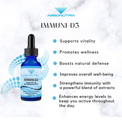 Botella frontal Absonutrix Immuni-D3 con ingredientes vegetales