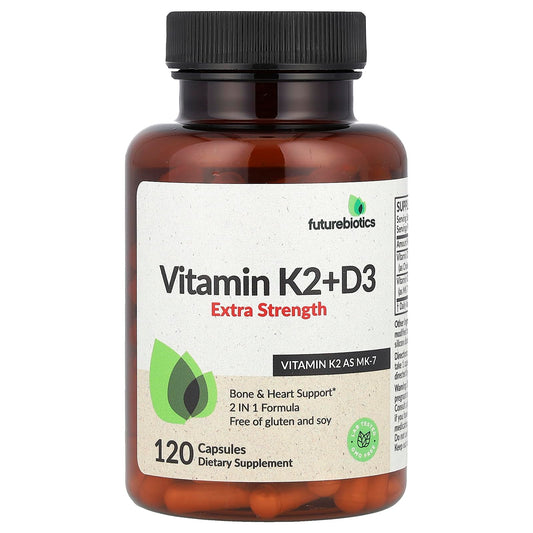 Botella futurebiotics vitamina k2 d3 120 cápsulas