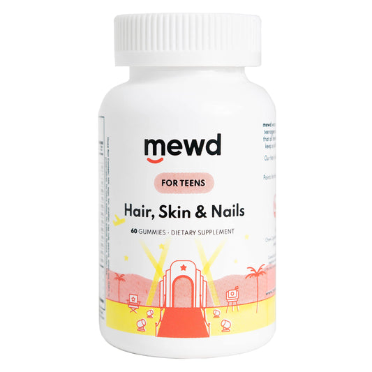 Botella de gominolas MEWD para cabello y piel.