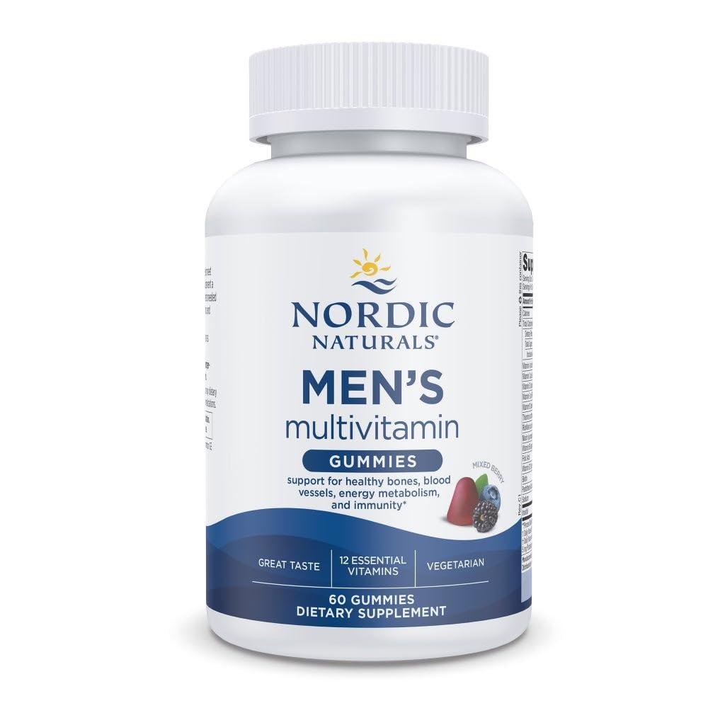 Botella de gominolas multivitamínicas para hombres Nordic Naturals.