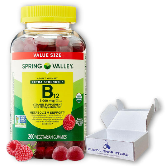 Botella de gomitas B12 Spring Valley extra fuerte.