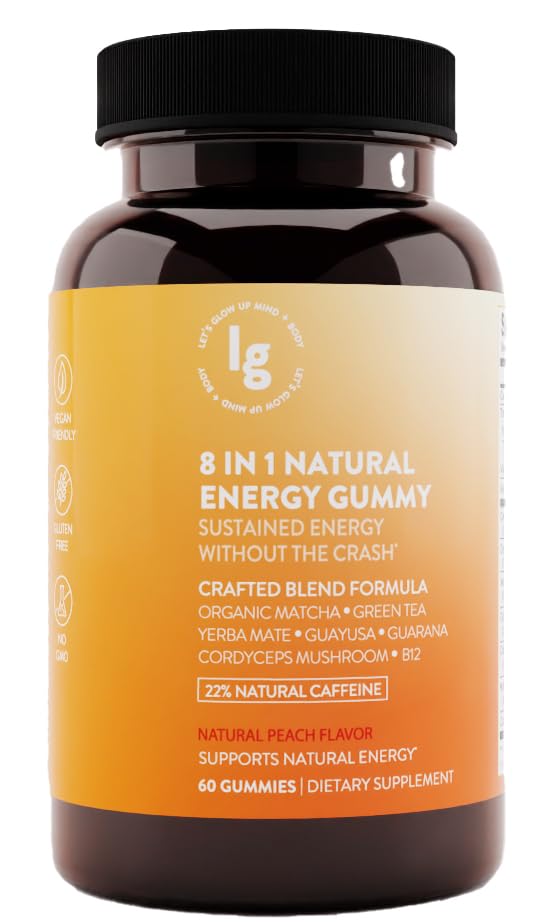 Botella de gomitas de energía natural sabor durazno 60 piezas