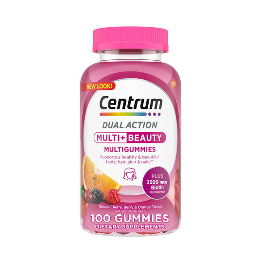 Botella de gomitas multivitamínicas Centrum.