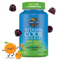 Botella de gomitas multivitamínicas Garden of Life para niños con hierro sabor naranja.